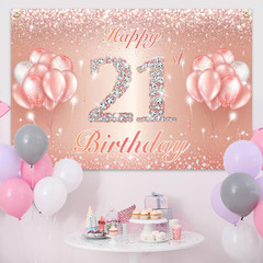 Happy 21St Birthday Banner Backdrop – 21 Birthday Party Decorations Supplies for