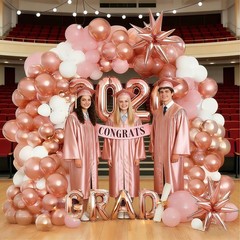 134PCS Pink Graduation Balloon Garland Arch Kit with GRAD,2026 and Graduation…