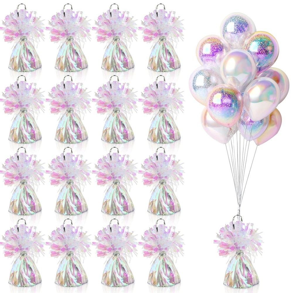 16 PCS Metallic Wrapped Balloon Weights Opalescent Heavy Balloon Weight for B…