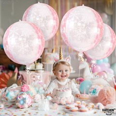 KatchOn, Huge 22 Inch Pink Snowflake Balloons – Pack of 6 | Mylar Snowflake B…