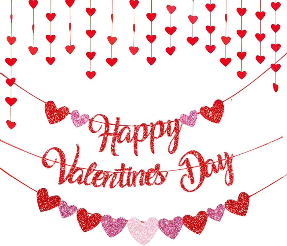 Happy Valentines Day Heart Banner Kit Garland Galentines Wedding Anniversary