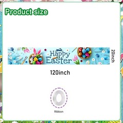Wuhetyo Happy Easter Banner 120″ x 20″ Outdoor Party Supplies Backdrop Bunny …