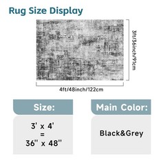 BYYVOO Washable 3×4 Entryway Rug: Modern 3′ x 4′ (Rectangular), Black