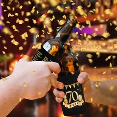 Premium 70th Birthday Party Can Coolers – 12 Neoprene Sleeves in Stylish Design