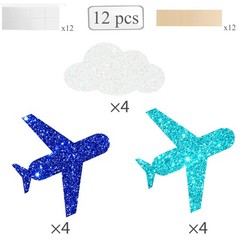 12 PCS Glitter Airplane Party Centerpiece Sticks Aviator Theme Table Toppers