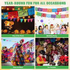 36 FT Cinco De Mayo Decorations, 2 Pack Mexican Party Banner, Plastic Fiesta