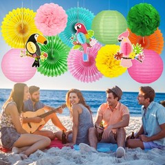 Hawaiian Party Decorations, Luau Party Decor Tropical Bird Hanging Paper Lant…