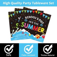 96 Pieces End of School Theme Tableware Set for Kids Class Summer Table Deco…