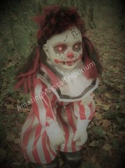 Halloween Animated Talking Zombie Clown Girl Doll Light Up Eyes Party Prop Decor