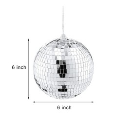 Silver 6 Inch Hanging Disco Ball Kit 4 Pack Set Silver Decoration Party