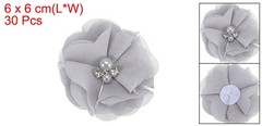 30Pcs 2″ Chiffon Flowers with Rhinestone Pearl Sewing Fabric Flowers, Gray