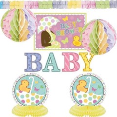 Baby Shower Room Decorating Kit 10pc Party Decorations Banner Swirls Centerpiece