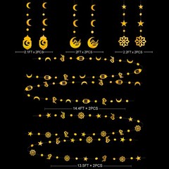 Gold Ramadan Decoration Eid Mubarak Star Moon Circle Dot Garland