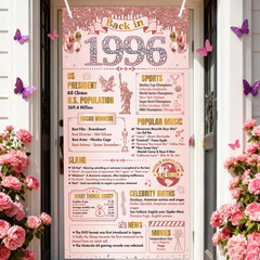 30Th Birthday Decorations for Women, Rose Gold Back in 1996 Door Cover Decor, Th