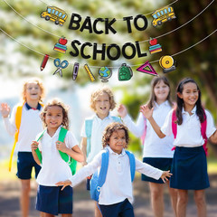 Back to School Banner – First Day of School Classroom Decor, Apples Pencil Garla