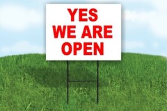 YES WE ARE OPEN Red restaurant Yard Sign #allinthistogether with stand