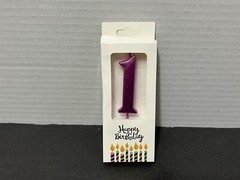 Purple Number 1 Birthday Cake Candle