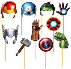 AVENGERS Scene Setter BIRTHDAY party BACKDROP 12 photo props Marvel superheroes