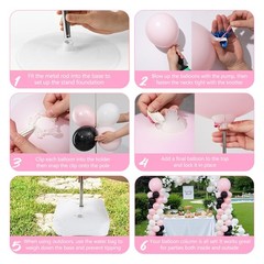 2 Sets Pink Black White Balloon Column Stand Kit,112Pcs Matte & Double-Layer …