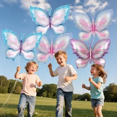 6 Pcs Butterfly Balloons, Butterfly Foil Mylar Balloon, Giant Colorful Butter…