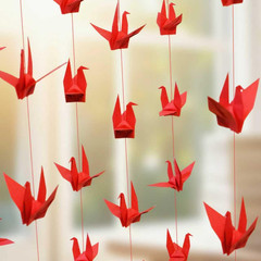 Paper Crane Hanging Garlands(3Stringsx 5.2Ft), Origami Birds Streamers for Brida