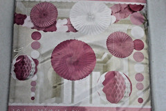 Pink Party Decorating Kit 9 Pieces Garland Honeycomb Balls Tissue Fans Celebrate