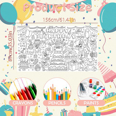 Birthday Giant Coloring Tablecloth,Birthday Crafts for Kids – 72X30 Inches, Pape