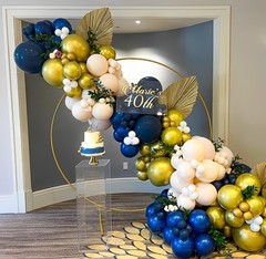 Navy Blue Metallic Gold White Balloons, 50 Pcs 12 Inches Navy Blue and Gold W…