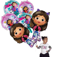 6 Dollhouse balloon party birthday supplies decoration happy Gabbys play theme