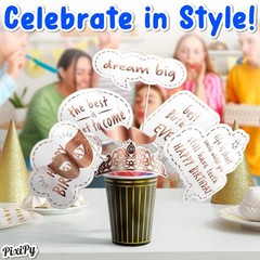 Premium Birthday Photo Booth Props Kit 27 White Rose Gold Party Decorations n