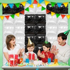 36 Pcs Black and White Square Foil Balloon Wall Backdrop Double Sided Race Ca…