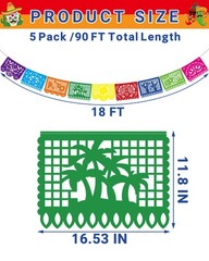 90 FT Fiesta Party Decorations, 5 Pack Cinco De Mayo Banner, Large Plastic Pa…