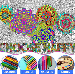 Giant Mandala Coloring Poster for Kids Adults Wall Large Coloring Tablecloth Cho