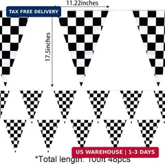 Checkered Flag Banner Black and White Racing Pennant Banner 98+ ft