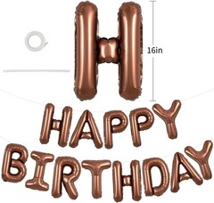 TONIFUL Chocolate Happy Birthday Balloons Banner 16 Inch Mylar Foil Letters Brow