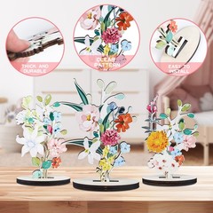 Wooden Wildflower Party Decorations Flower Birthday Table Sign Decor 9 PCS