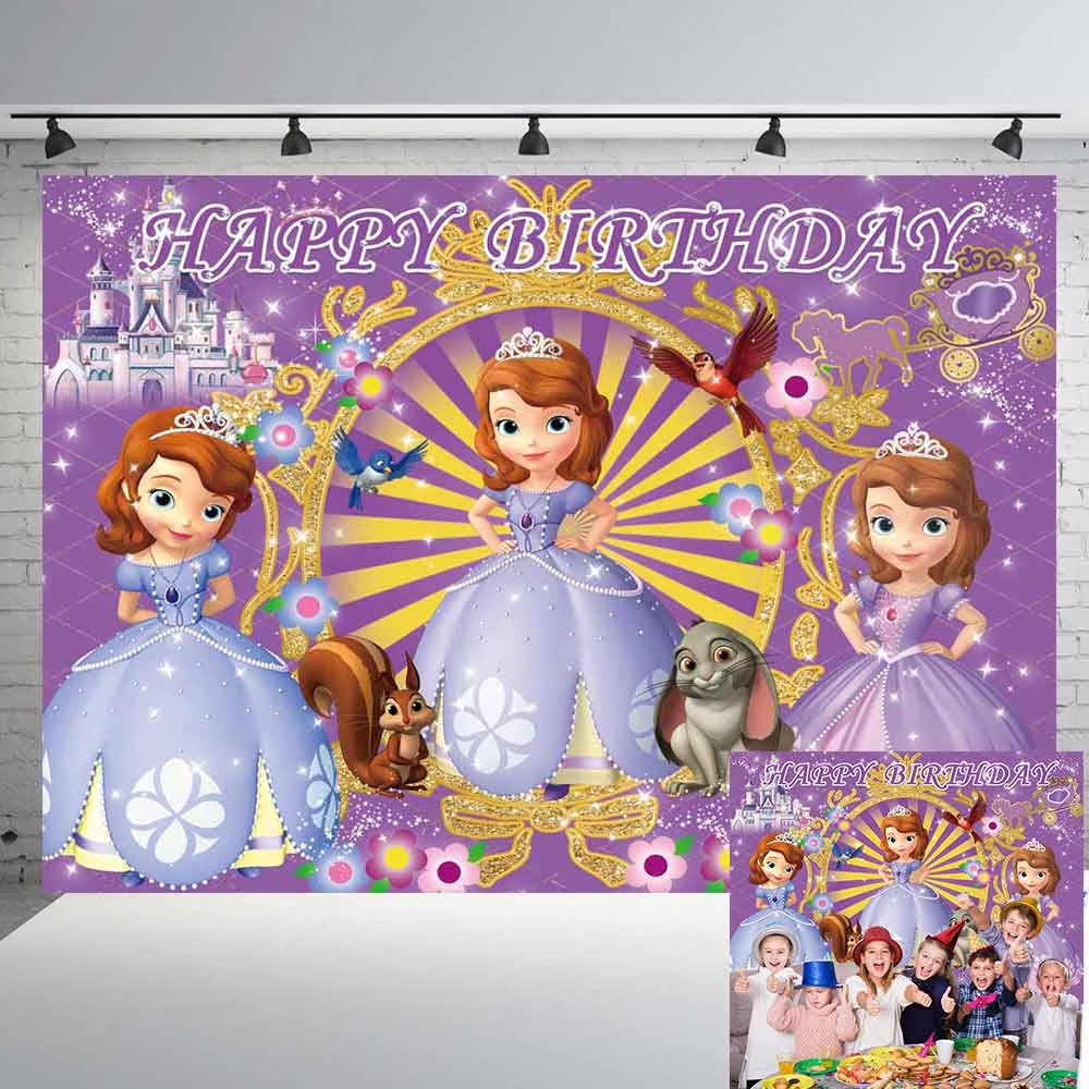 Sofia Princess Backdrop Banner Happy Birthday Party Photo Background Decorations