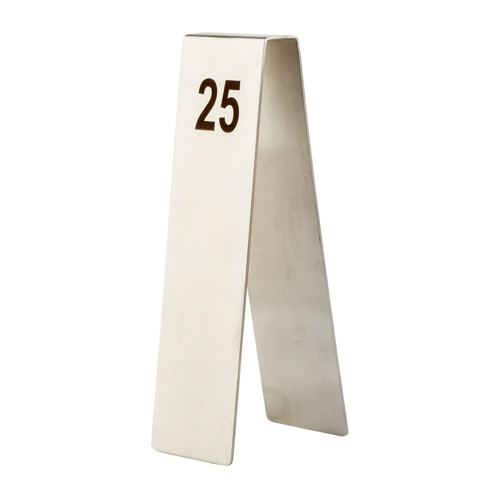 12795 Vertical Table Tent Number Signs, 1-25 Set, Double-Sided Stainless Stee…