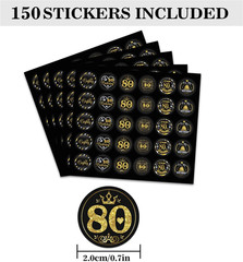 Years Old Happy Birthday Round Candy Sticker – 80th Birthday Party Decor-Black G
