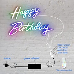 43″ Happy Birthday Neon Sign Extra Large – Multi Color Happy Birthday Sign – …