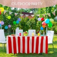 2 Pcs Red & White Striped Table Skirt Carnival Theme Table Skirts Circus