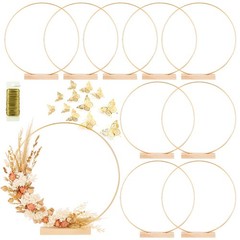 10 Pack Floral Hoop with Stand and 38-Yard Paddle Wire 14 Inch Metal Rings fo…