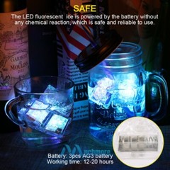 LOT Multicolor Glow Ice Cubes LED Light up for Cocktails Beverages Wedding Party