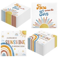 100 Pcs Here Comes the Son Baby Shower Decoration Disposable Boho Sunshine