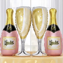 Champagne Bottle Glass Balloons 4pcs, Large Champagne Wine Foil Mylar Balloon…