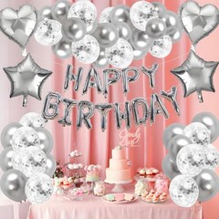Silver Happy Birthday Decorations for Women Girls, Pink Happy Birthday Banner…