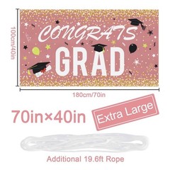 Large Graduation Party Backdrop Banner – Graduation Party Supplies 70”X 40 “pink