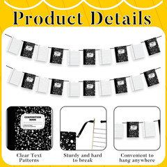 Back to School Banner Paper Backdrop,2 Pack Composition Notebook Classroom Decor