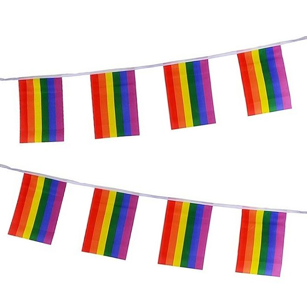 Rainbow Flag Bunting Banner 20pk 15cm x 20cm – Mardi Gras Rainbow Party Supplies