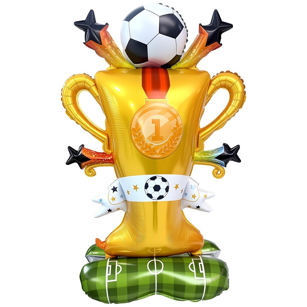 Giant Soccer Trophy Balloon Set – Self Standing Soccer Mylar Balloons for Soc…